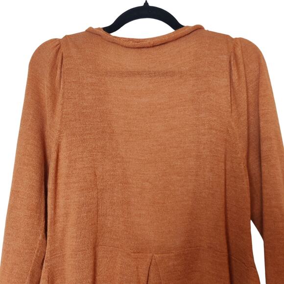 Carriage Made in Peru Small Knit Orange Bamboo Baby Alpaca Ruffle Cardigan - Picture 6 of 13